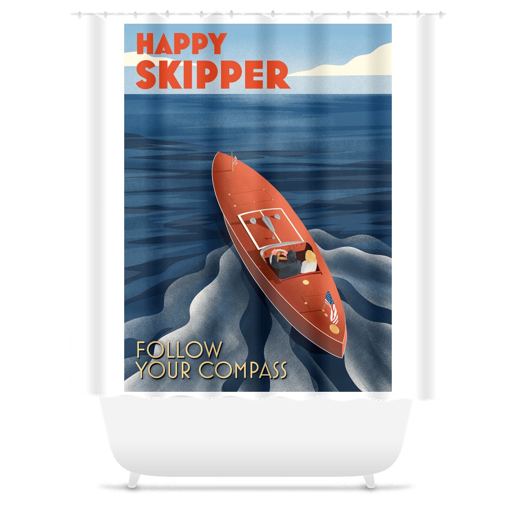 Classic Motor Launch Shower Curtains - The Happy Skipper