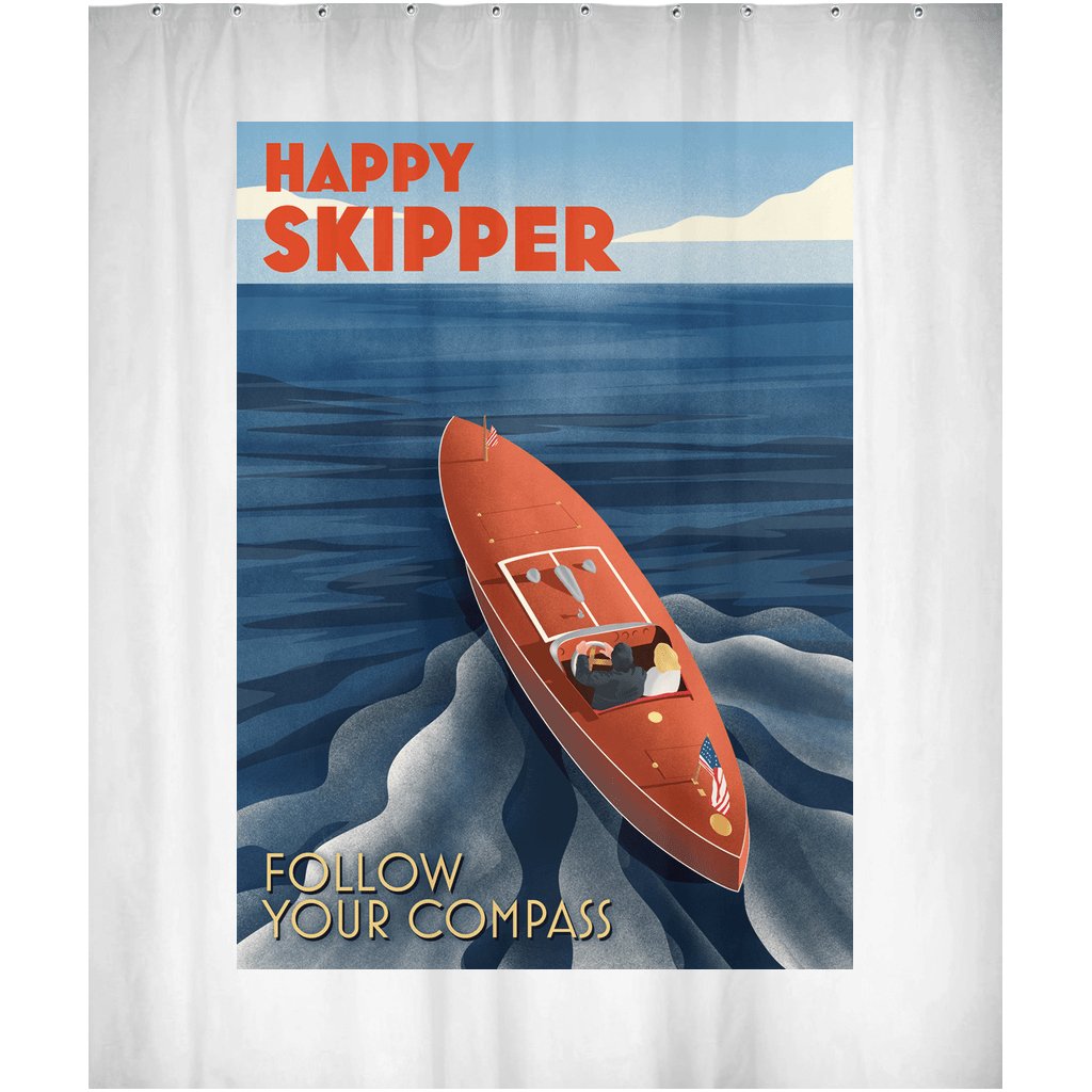 Classic Motor Launch Shower Curtains - The Happy Skipper