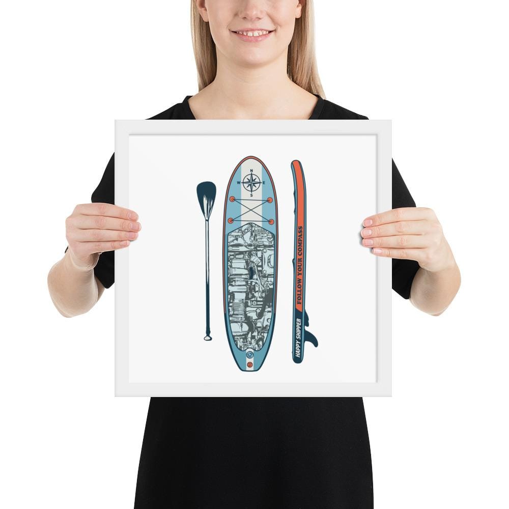 Classic Paddleboard Design Framed poster - The Happy Skipper