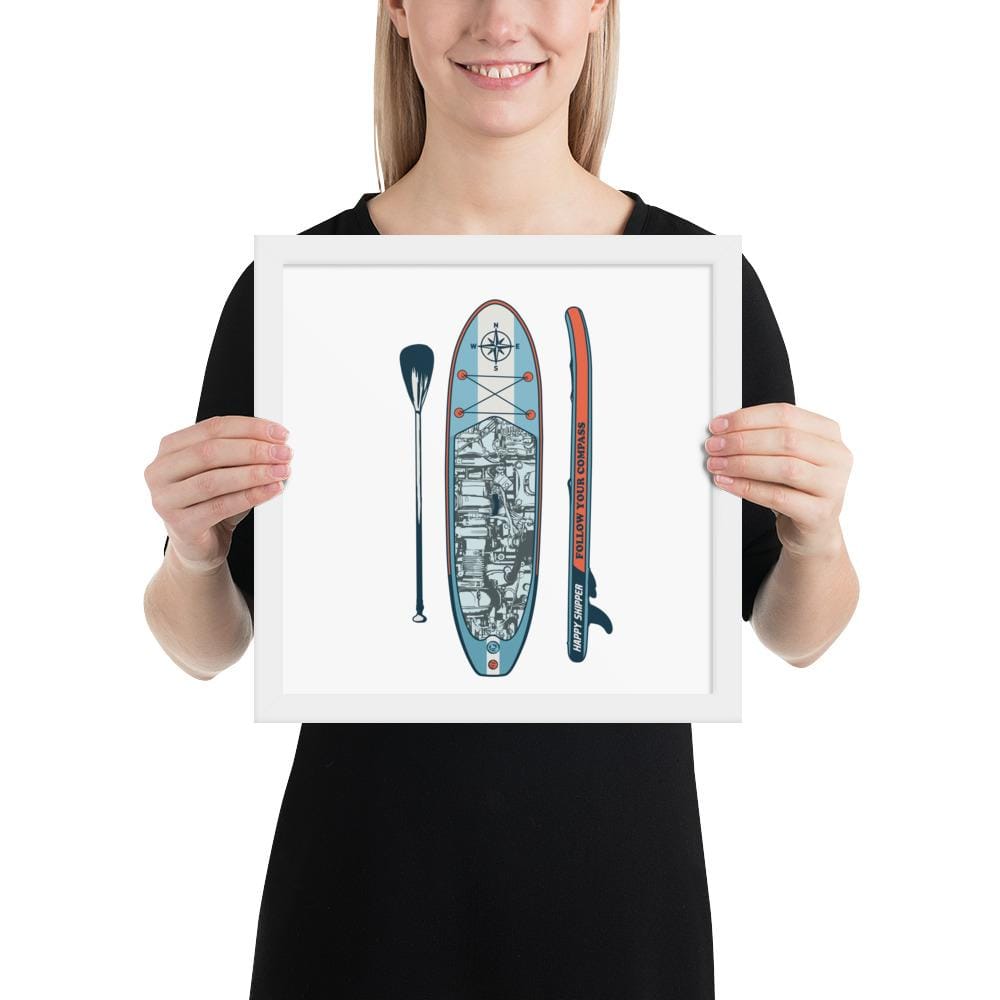 Classic Paddleboard Design Framed poster - The Happy Skipper