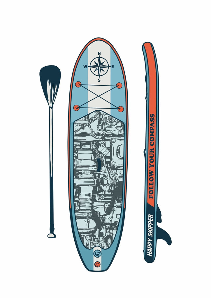 Classic Paddleboard Design Stainless Steel Water Bottle - The Happy Skipper
