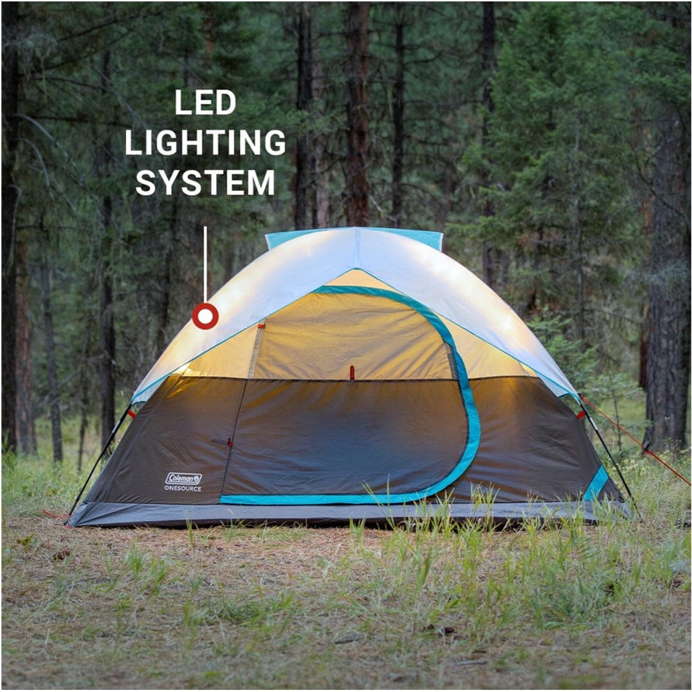 Coleman OneSource Rechargeable 4-Person Camping Dome Tent w/Airflow System LED Lighting [2000035457] - The Happy Skipper