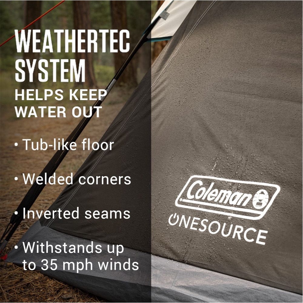 Coleman OneSource Rechargeable 4-Person Camping Dome Tent w/Airflow System LED Lighting [2000035457] - The Happy Skipper