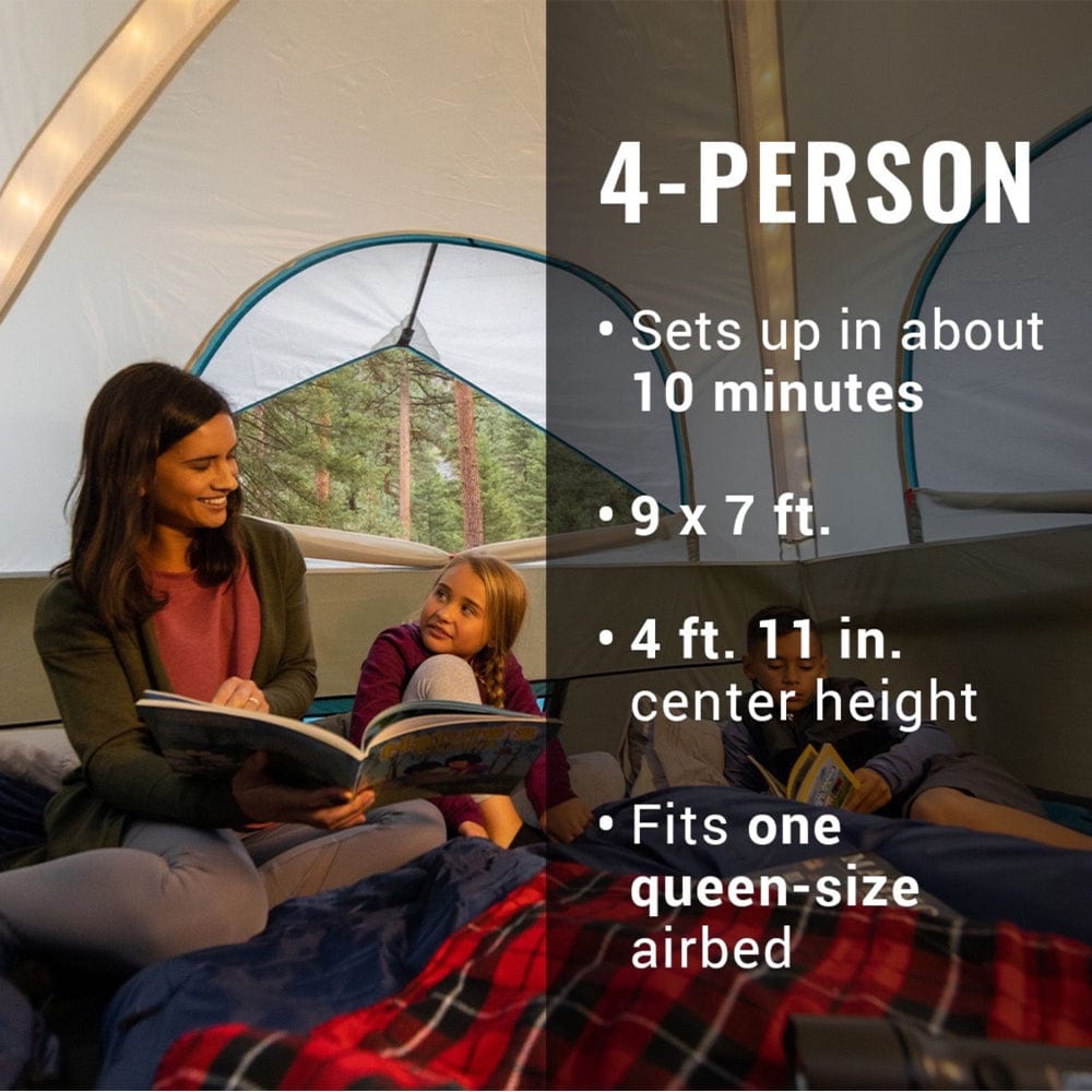 Coleman OneSource Rechargeable 4-Person Camping Dome Tent w/Airflow System LED Lighting [2000035457] - The Happy Skipper