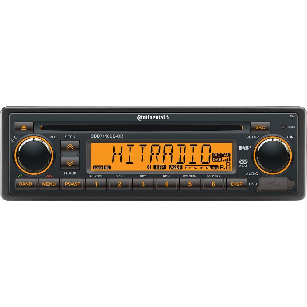 Continental Stereo w/CD/AM/FM/BT/USB/DAB+/DMB- Harness Included - 12V [CDD7418UB-ORK] - The Happy Skipper