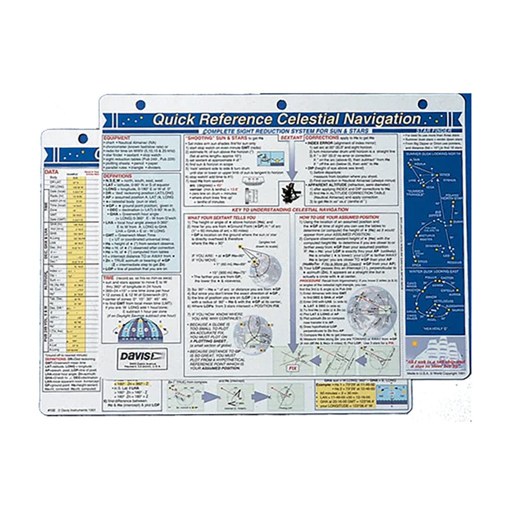 Davis Quick Reference Celestial Navigation Card [132] - The Happy Skipper