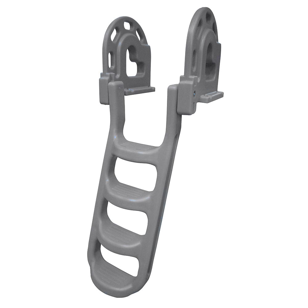 Dock Edge Stand-Off Flip-Up Polyethylene Roto Molded 4-Step Dock Ladder - Grey [2084-F] - The Happy Skipper