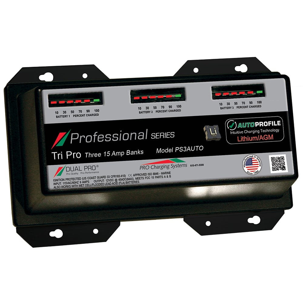 Dual Pro PS3 Auto 15A - 3-Bank Lithium/AGM Battery Charger [PS3AUTO] - The Happy Skipper