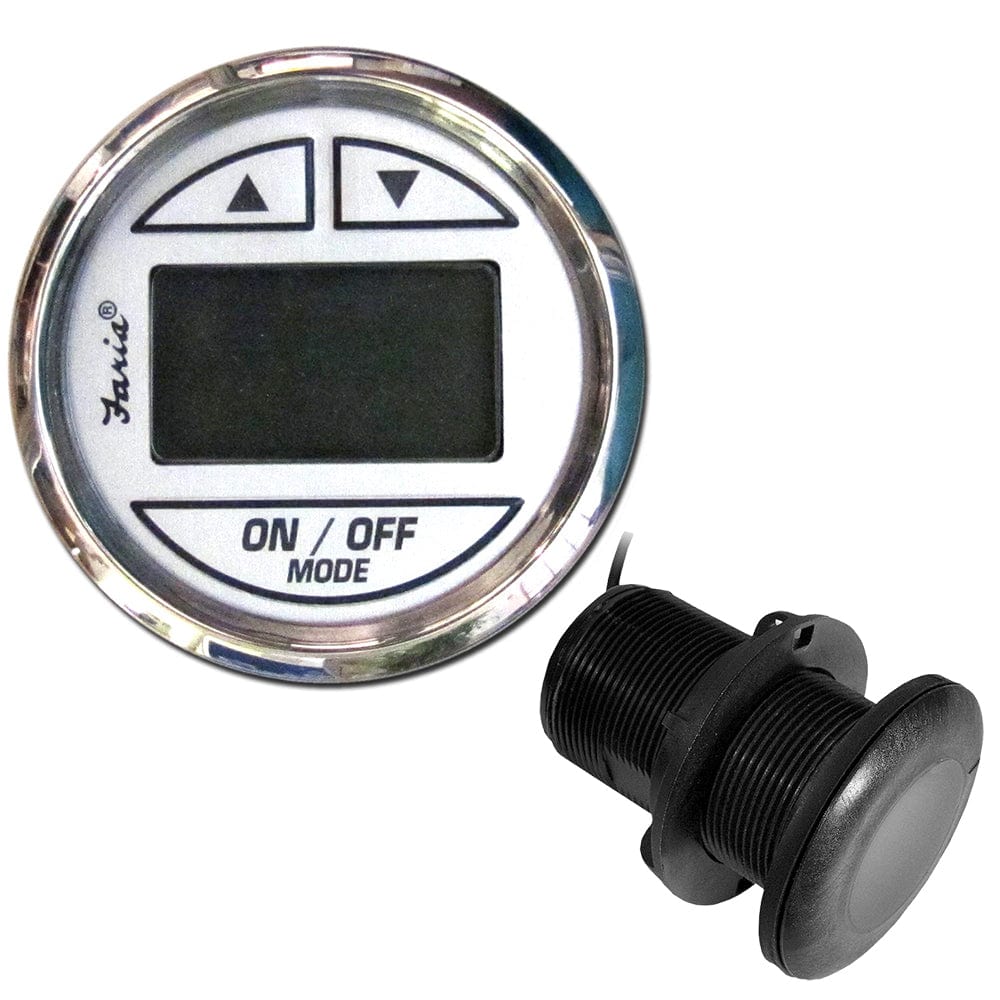 Faria Chesapeake White SS 2" Depth Sounder w/Thru-Hull Transducer [13894] - The Happy Skipper