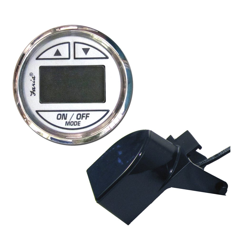 Faria Chesapeake White SS 2" Depth Sounder w/Transom Mount Transducer [13850] - The Happy Skipper