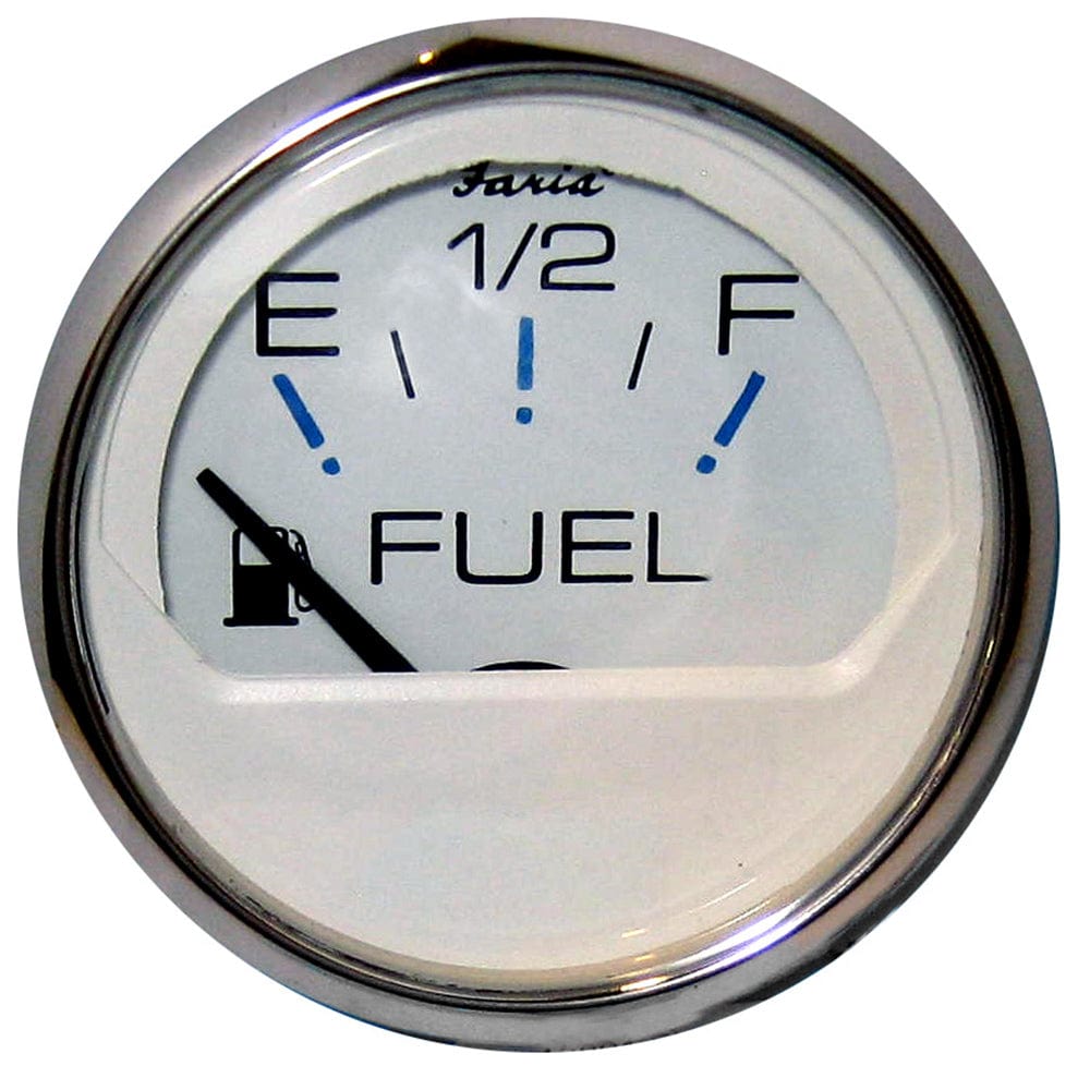 Faria Chesapeake White SS 2" Fuel Level Gauge (E-1/2-F) [13801] - The Happy Skipper