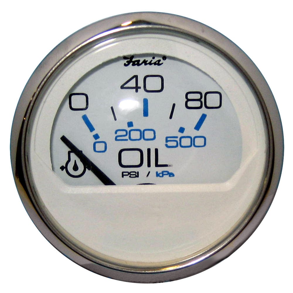 Faria Chesapeake White SS 2" Oil Pressure Gauge (80 PSI) [13802] - The Happy Skipper