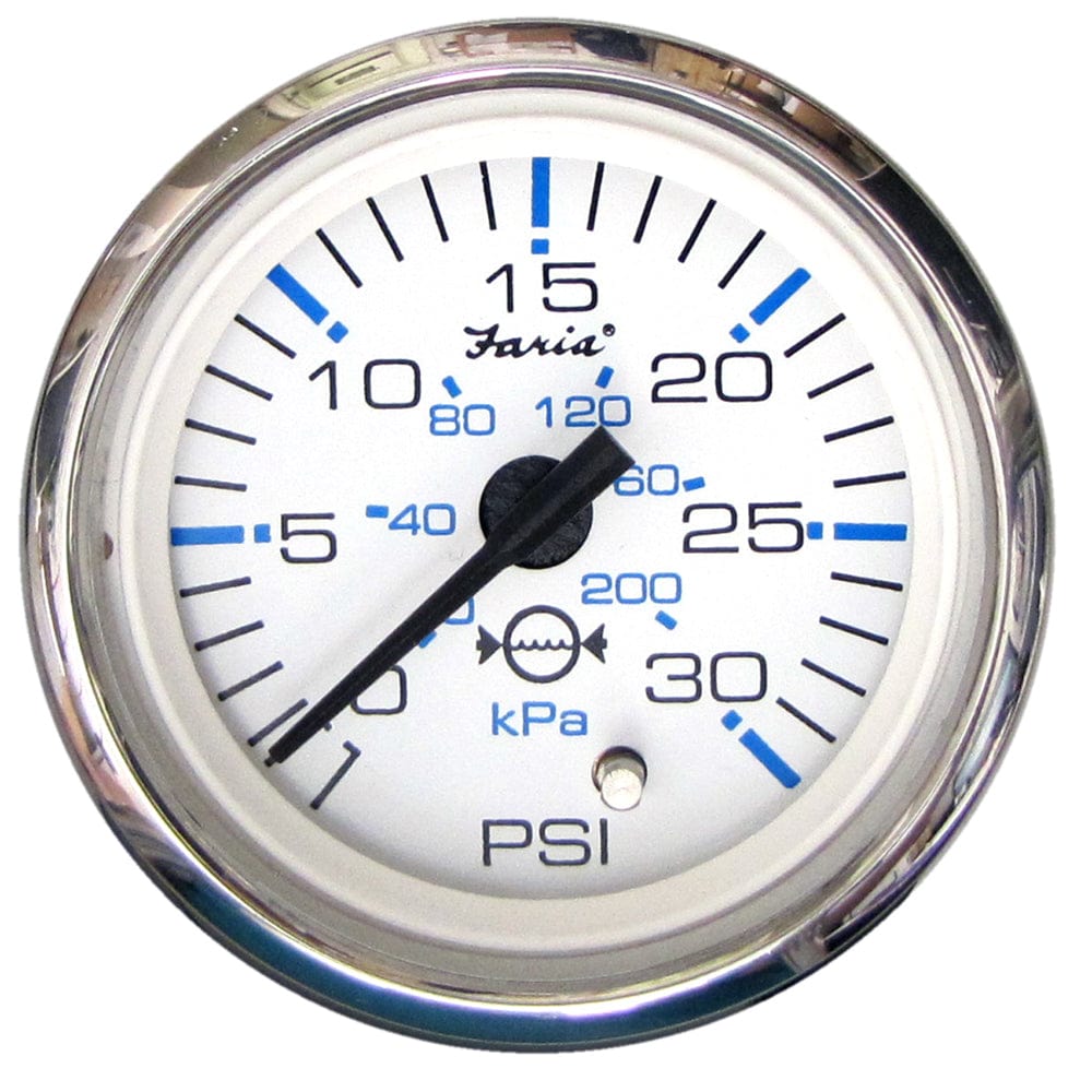 Faria Chesapeake White SS 2" Water Pressure Gauge (30 PSI) [13812] - The Happy Skipper