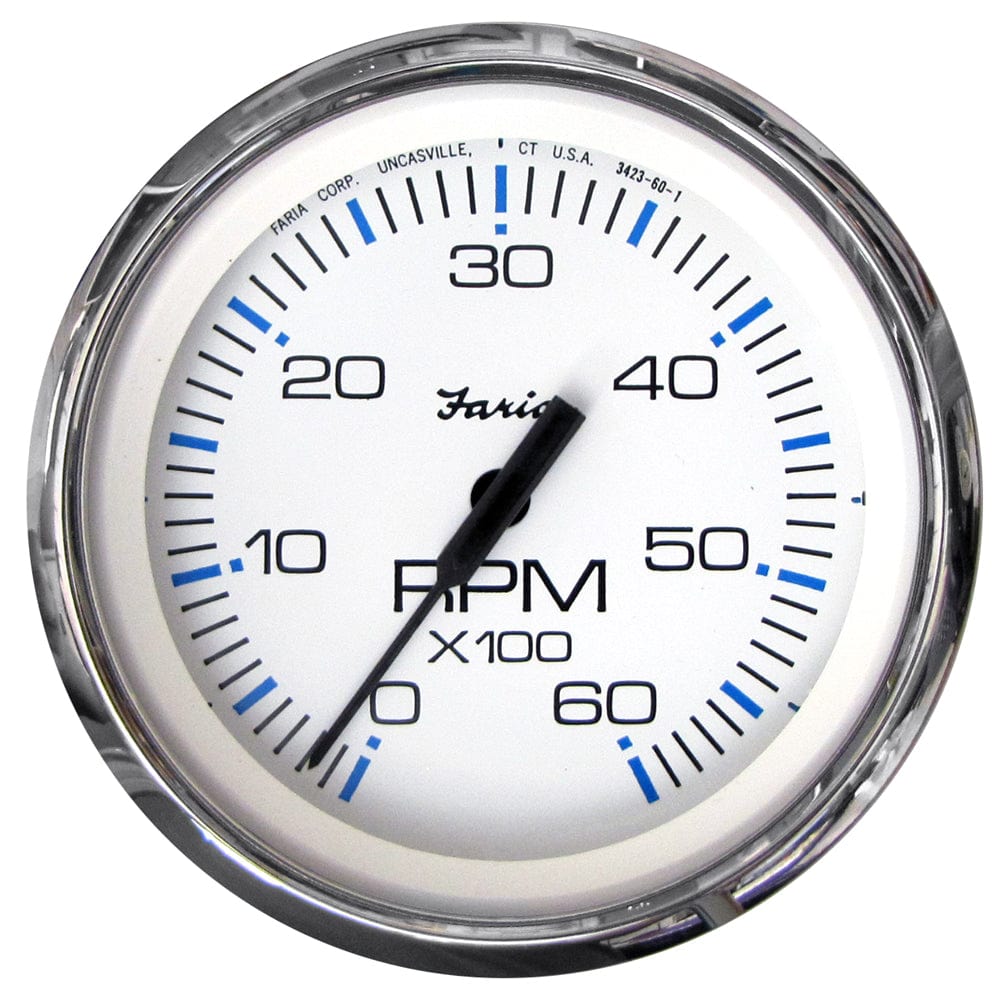 Faria Chesapeake White SS 4" Tachometer - 6000 RPM (Gas) (Inboard I/O) [33807] - The Happy Skipper