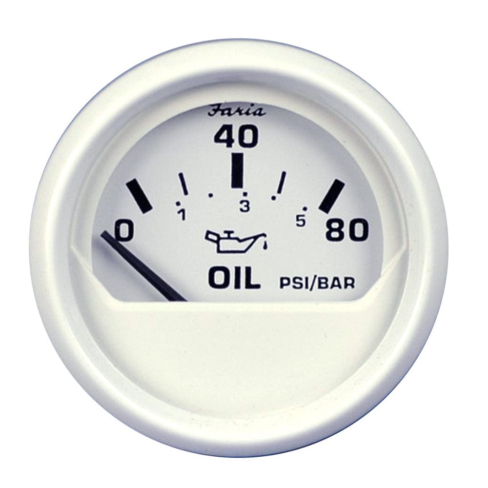 Faria Dress White 2" Oil Pressure Gauge (80 PSI) [13102] - The Happy Skipper