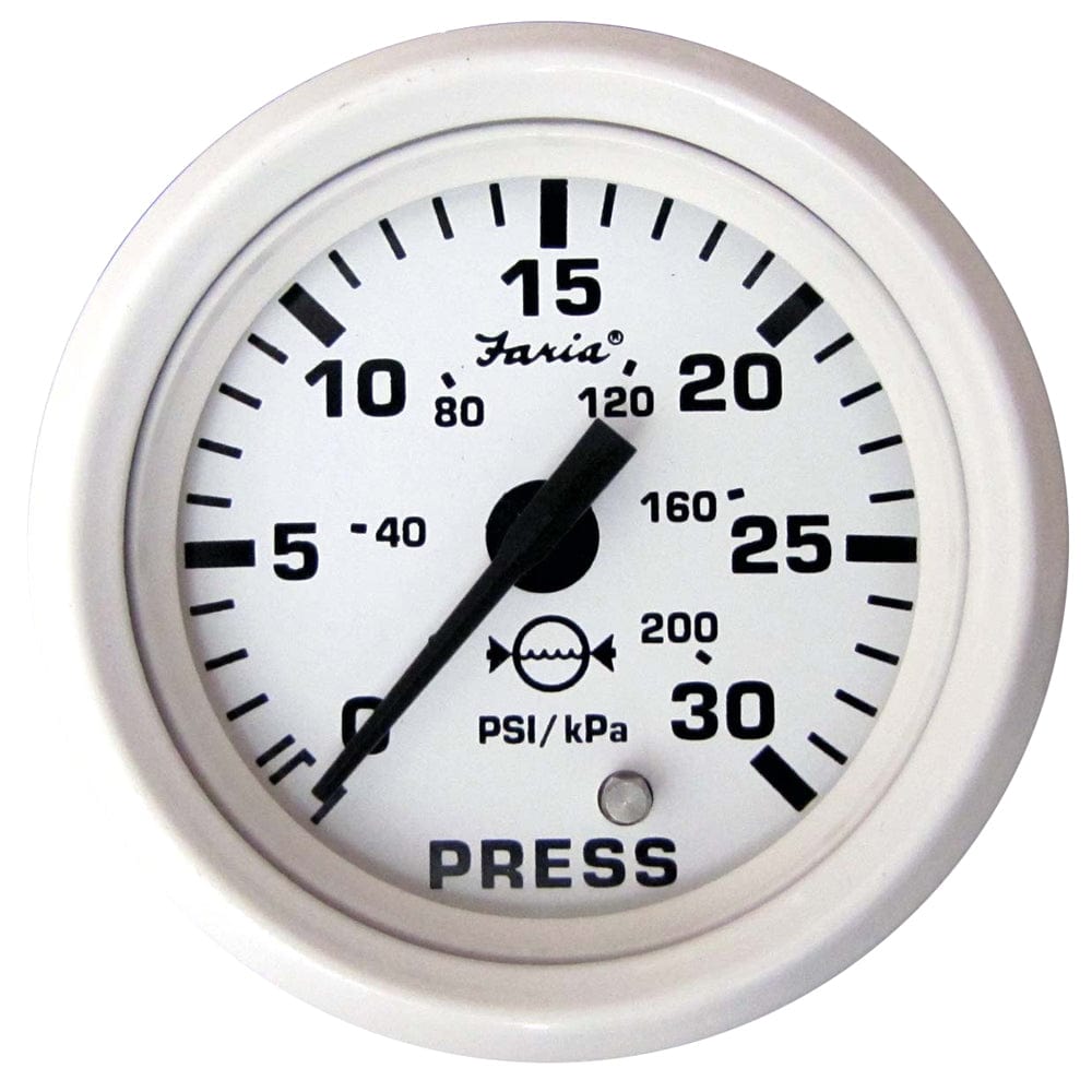 Faria Dress White 2" Water Pressure Gauge (30 PSI) [13108] - The Happy Skipper