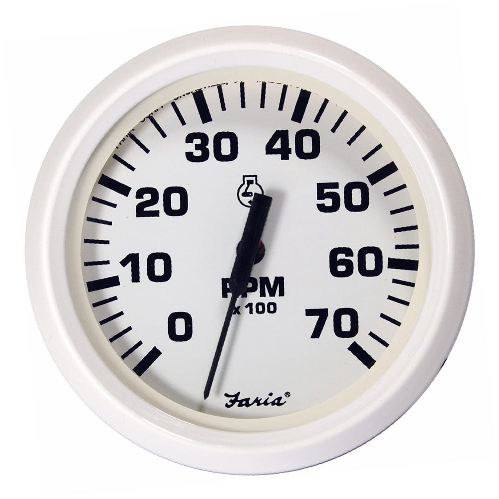 Faria Dress White 4" Tachometer - 7000 RPM (Gas) (All Outboards) [33104] - The Happy Skipper