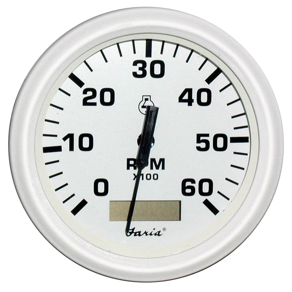 Faria Dress White 4" Tachometer w/Hourmeter - 6000 RPM (Gas) (Inboard) [33132] - The Happy Skipper