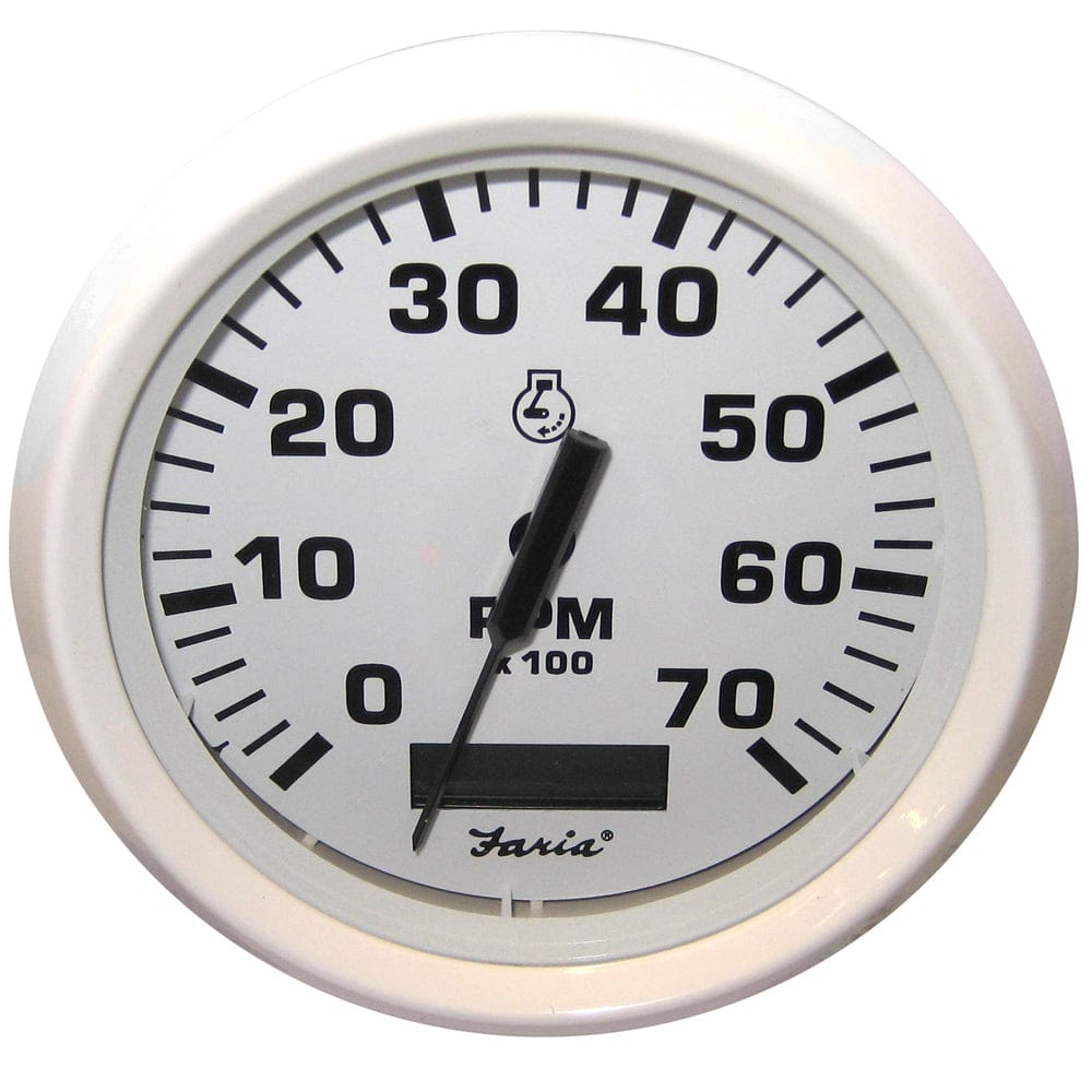 Faria Dress White 4" Tachometer w/Hourmeter - 7000 RPM (Gas) (Outboard) [33140] - The Happy Skipper