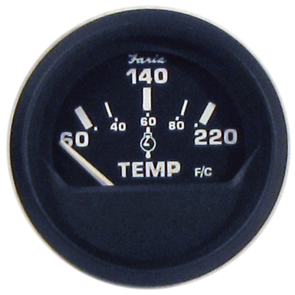 Faria Euro Black 2" Cylinder Head Temperature Gauge (60 to 220 F) with Sender [12819] - The Happy Skipper