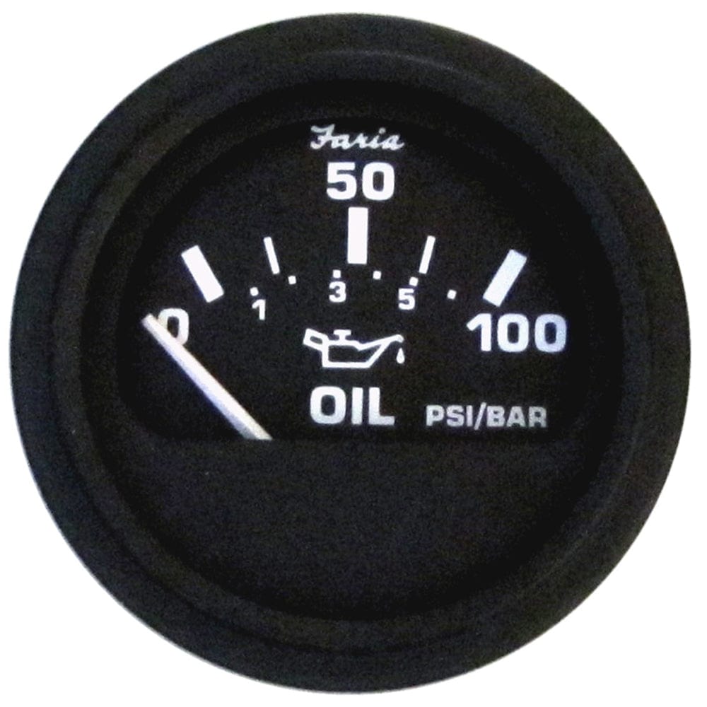 Faria Euro Black 2" Oil Pressure Gauge (100 PSI) [12845] - The Happy Skipper