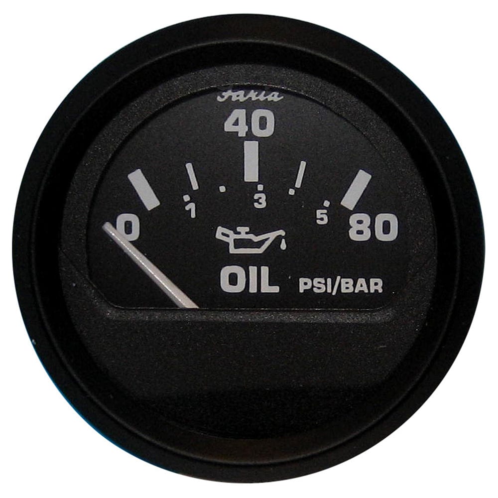 Faria Euro Black 2" Oil Pressure Gauge (80 PSI) [12803] - The Happy Skipper