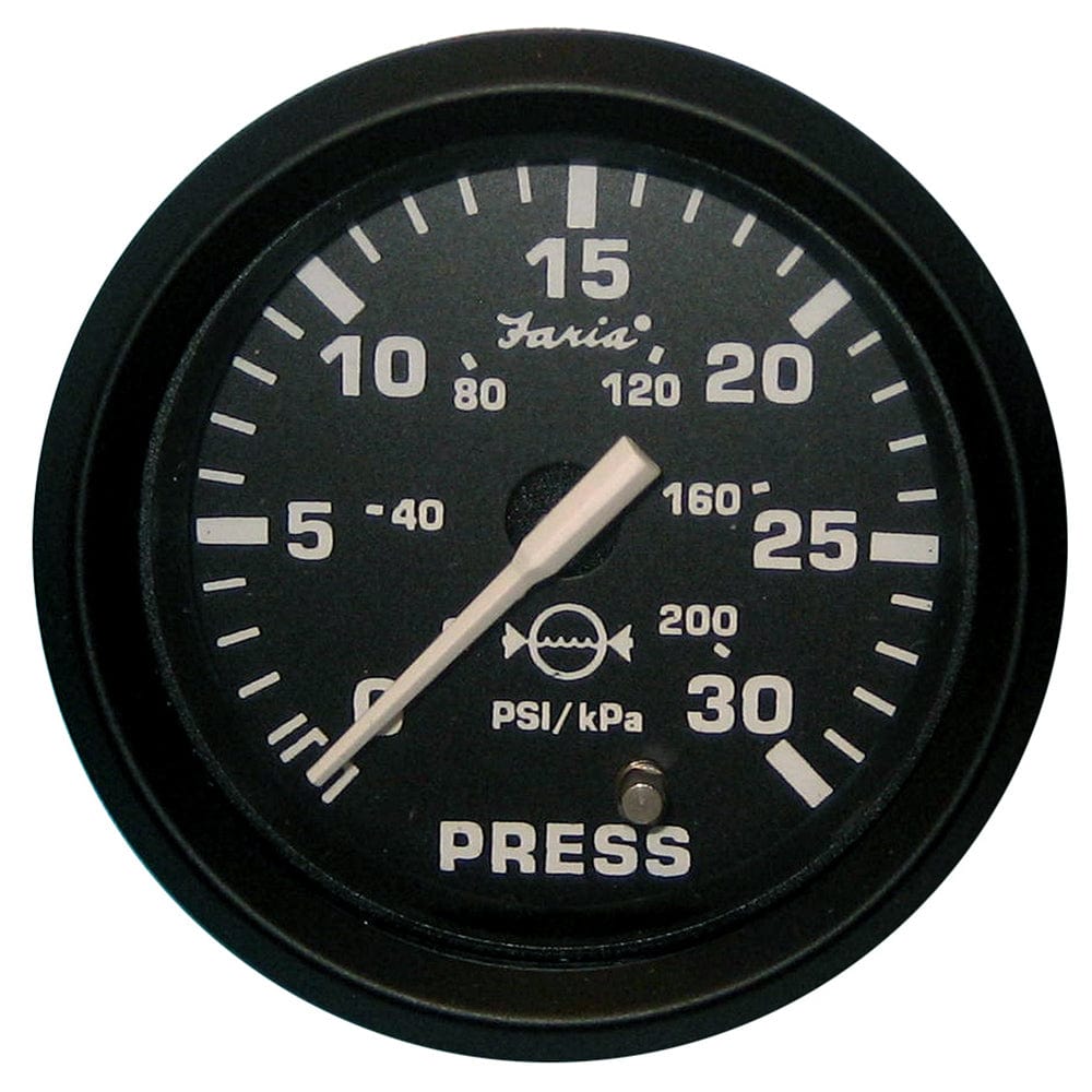 Faria Euro Black 2" Water Pressure Gauge (30 PSI) [12810] - The Happy Skipper