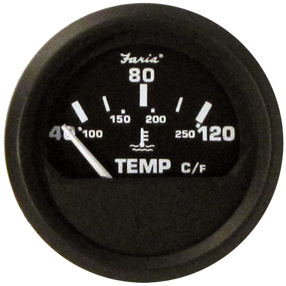 Faria Euro Black 2" Water Temperature Gauge - Metric (40 to 120 C) [12814] - The Happy Skipper