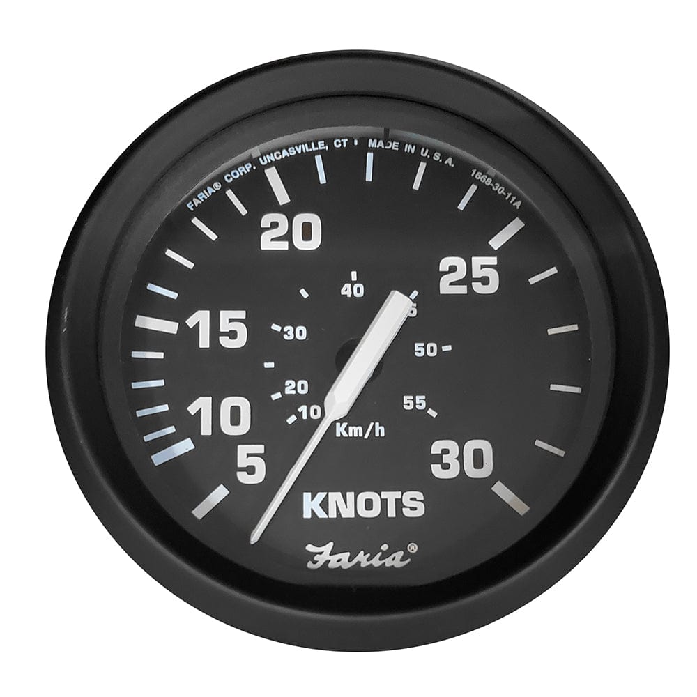 Faria Euro Black 4" Speedometer - 30 Knot (Pitot) [32809] - The Happy Skipper
