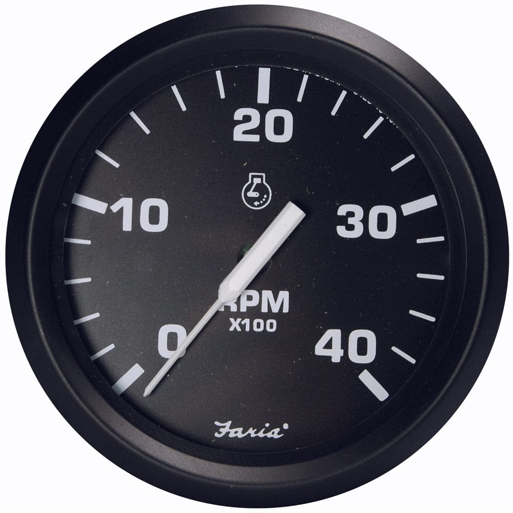 Faria Euro Black 4" Tachometer - 4000 RPM (Diesel - Magnetic Pick-Up) [32803] - The Happy Skipper