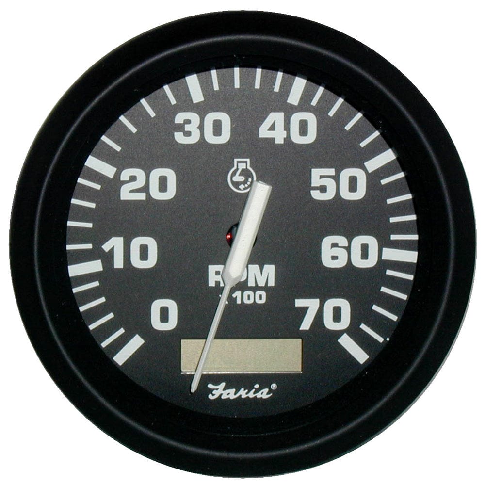 Faria Euro Black 4" Tachometer w/Hourmeter - 7,000 RPM (Gas - Outboard) [32840] - The Happy Skipper