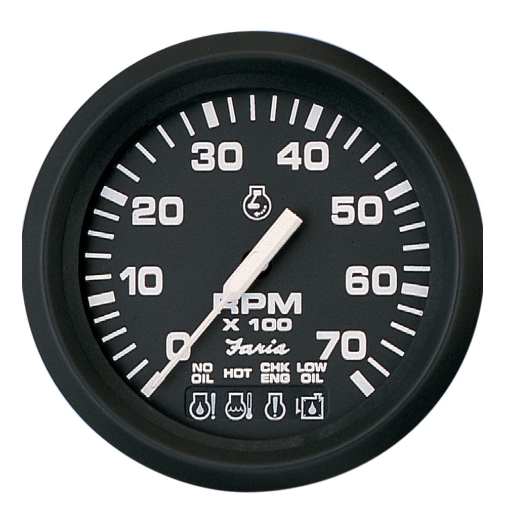 Faria Euro Black 4" Tachometer w/Systemcheck 7000 RPM (Gas) f/ Johnson / Evinrude Outboard) [32850] - The Happy Skipper