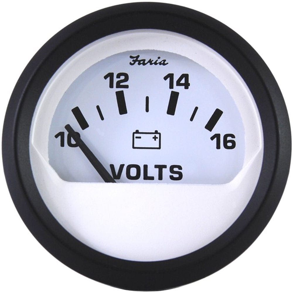 Faria Euro White 2" Voltmeter (10-16 VDC) [12911] - The Happy Skipper