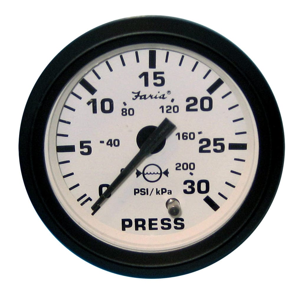 Faria Euro White 2" Water Pressure Gauge (30 PSI) [12903] - The Happy Skipper