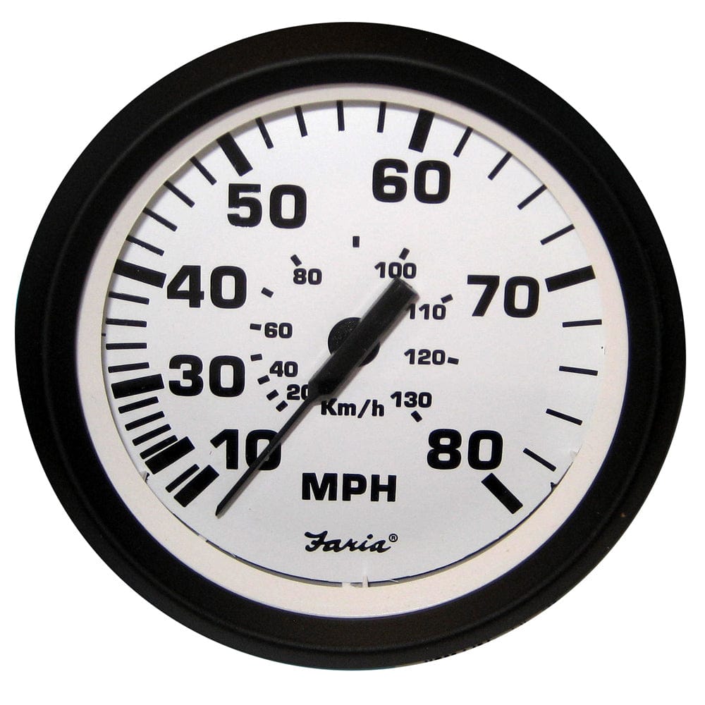 Faria Euro White 4" Speedometer - 80MPH (Pitot) [32910] - The Happy Skipper