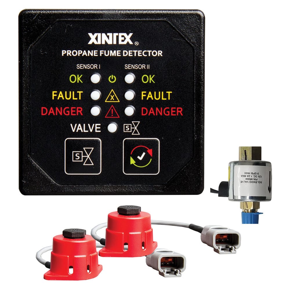 Fireboy-Xintex Propane Fume Detector, 2 Channel, 2 Sensors, Solenoid Valve Control 20 Cable - 24V DC [P-2BS-24-R] - The Happy Skipper