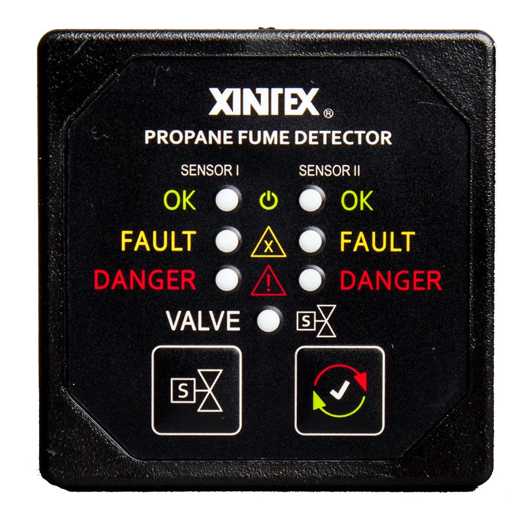 Fireboy-Xintex Propane Fume Detector w/2 Plastic Sensors - No Solenoid Valve - Square Black Bezel Display [P-2BNV-R] - The Happy Skipper