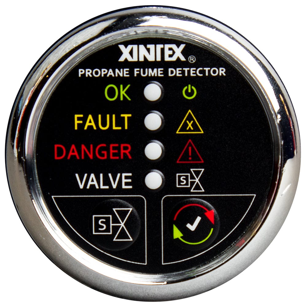 Fireboy-Xintex Propane Fume Detector w/Automatic Shut-Off Plastic Sensor - No Solenoid Valve - Chrome Bezel Display [P-1CNV-R] - The Happy Skipper