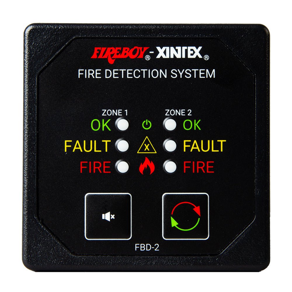 Fireboy-Xintex Two Zone Detection Alarm Panel - 2-5/8" Display - 12/24V DC [FBD-2-R] - The Happy Skipper