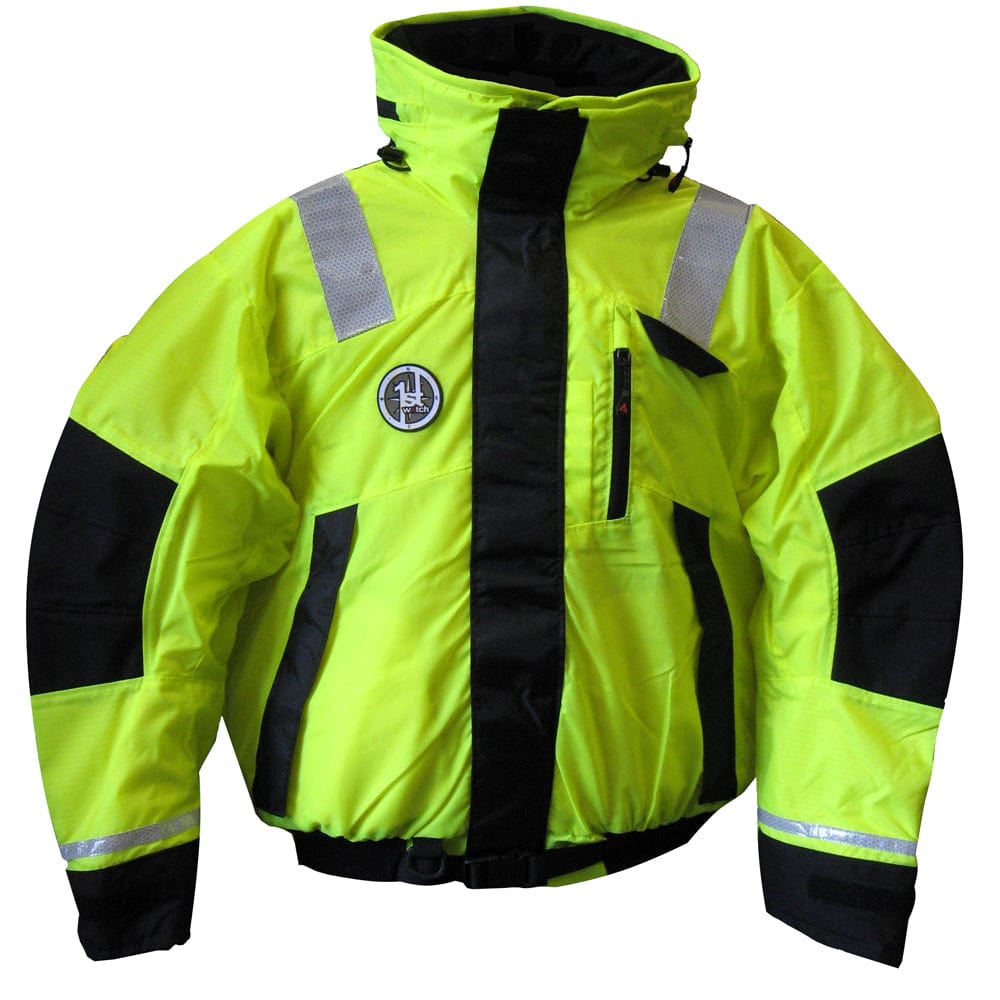 First Watch AB-1100 Flotation Bomber Jacket - Hi-Vis Yellow/Black - Medium [AB-1100-HV-M] - The Happy Skipper