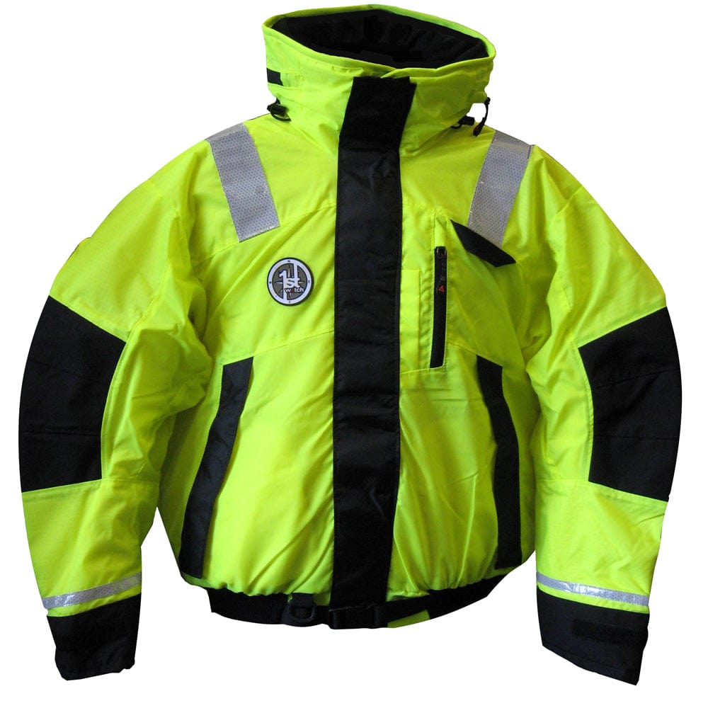 First Watch AB-1100 Flotation Bomber Jacket - Hi-Vis Yellow/Black - Small [AB-1100-HV-S] - The Happy Skipper