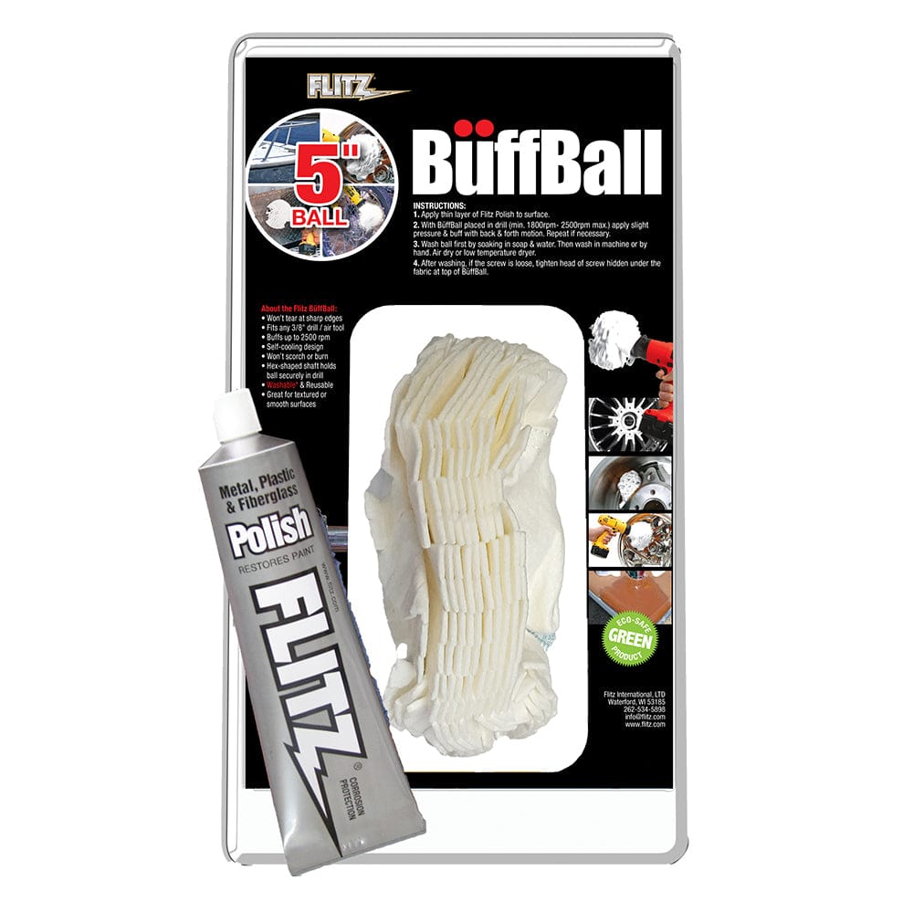 Flitz Buff Ball - Large 5" - White w/1.76oz Tube Flitz Polish [PB 101-50] - The Happy Skipper