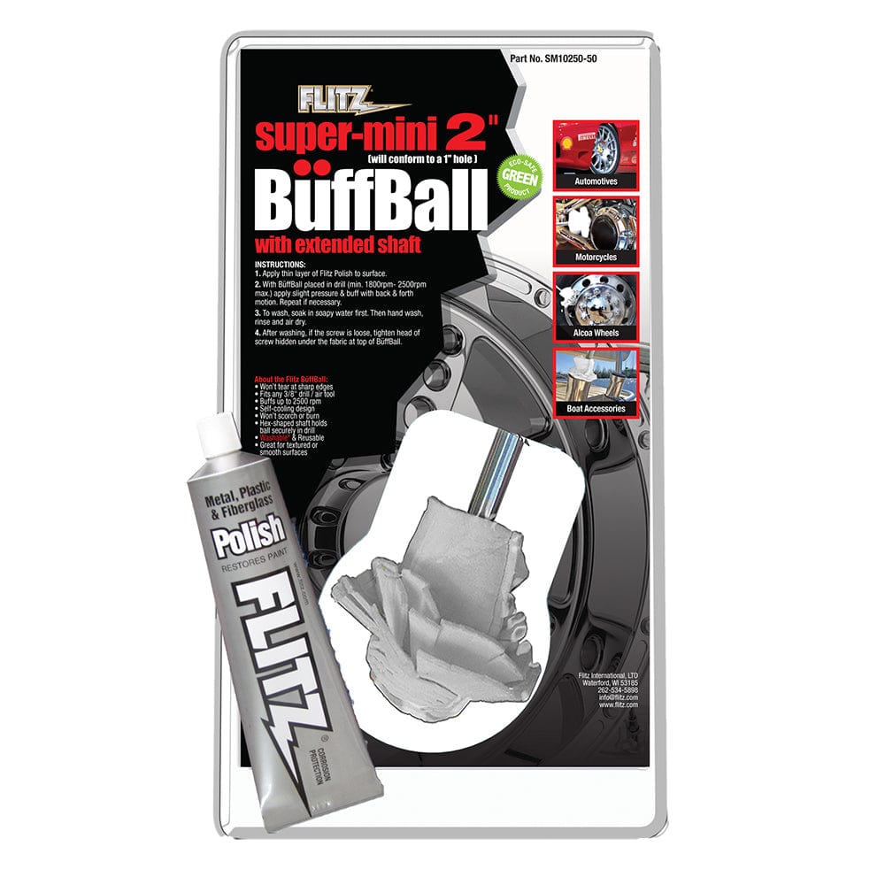 Flitz Buff Ball - Super Mini 2" - White w/1.76oz Tube Flitz Polish [SM 10250-50] - The Happy Skipper