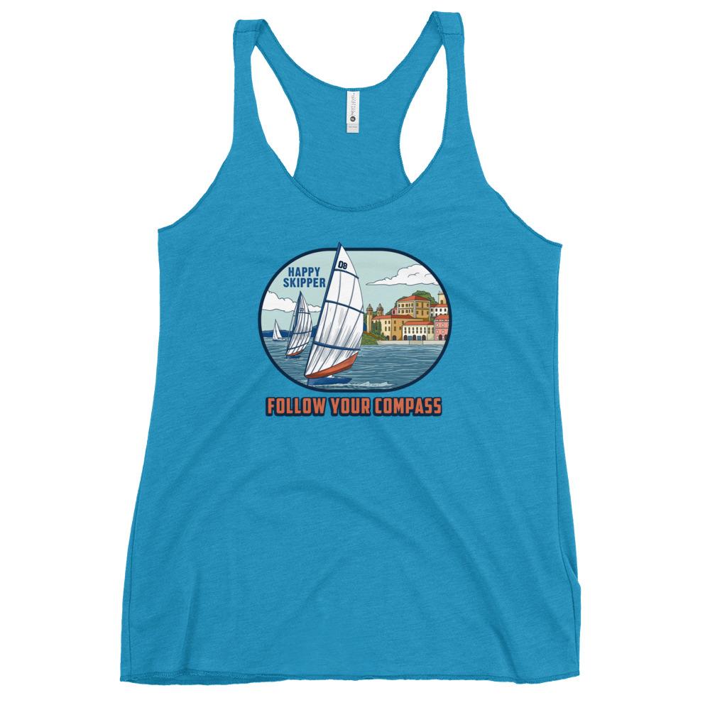 Follow Your Compass™ Chill Sail Design Women's Racerback Tank - The Happy Skipper