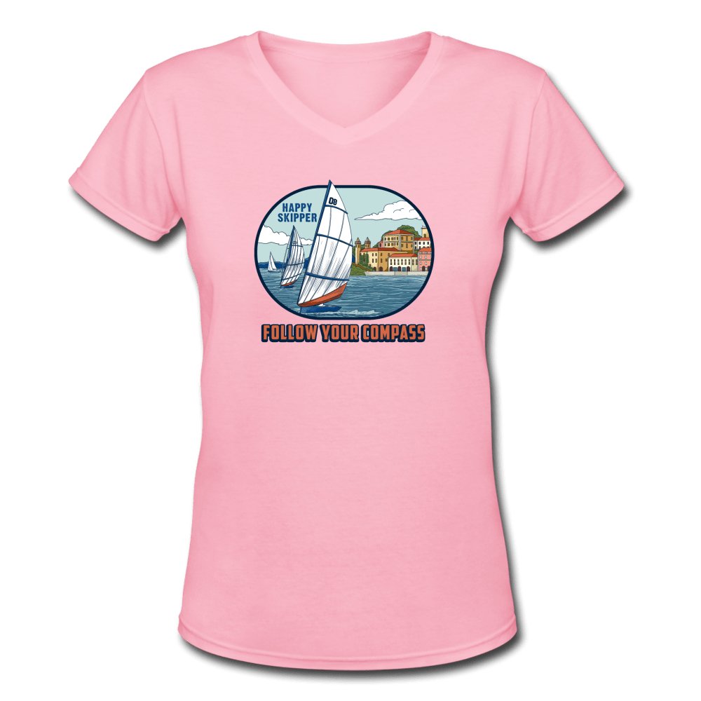 Follow Your Compass™ Chill Sail Women's V-Neck T-Shirt - The Happy Skipper