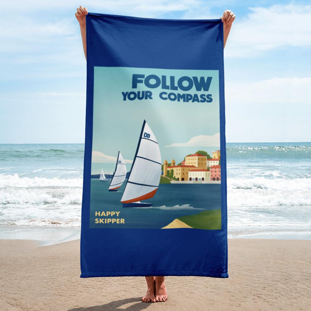 Follow Your Compass™ Sail Beach Towel - The Happy Skipper