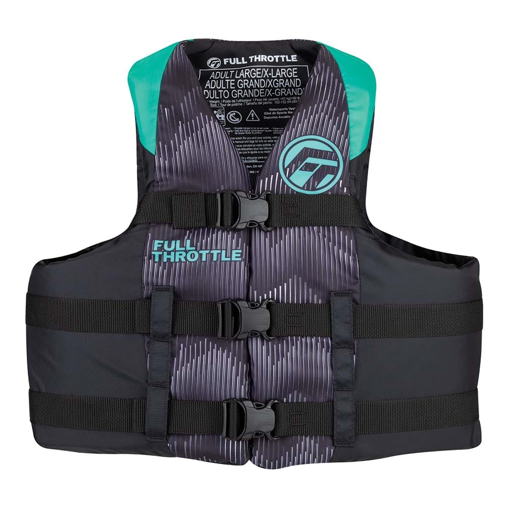 Full Throttle Adult Nylon Life Jacket - S/M - Aqua/Black [112200-505-030-22] - The Happy Skipper