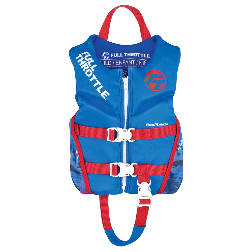 Full Throttle Child Rapid-Dry Flex-Back Life Jacket - Blue [142500-500-001-22] - The Happy Skipper