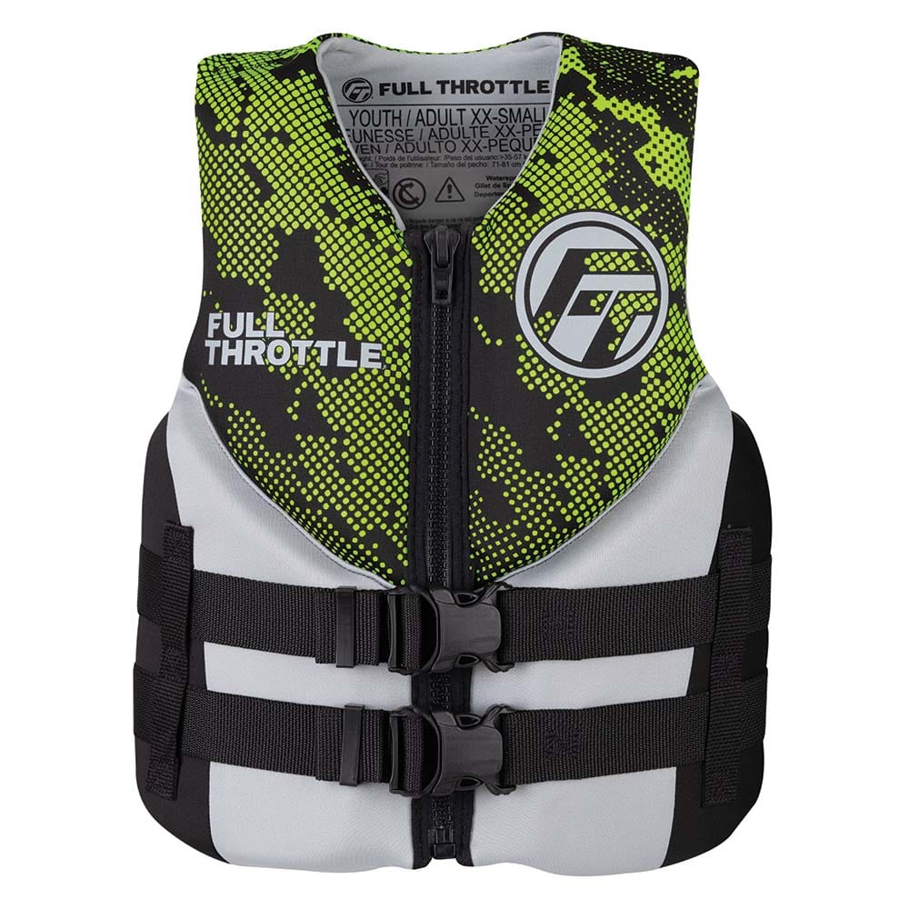 Full Throttle Junior Hinged Neoprene Life Jacket - Green [142400-400-009-22] - The Happy Skipper