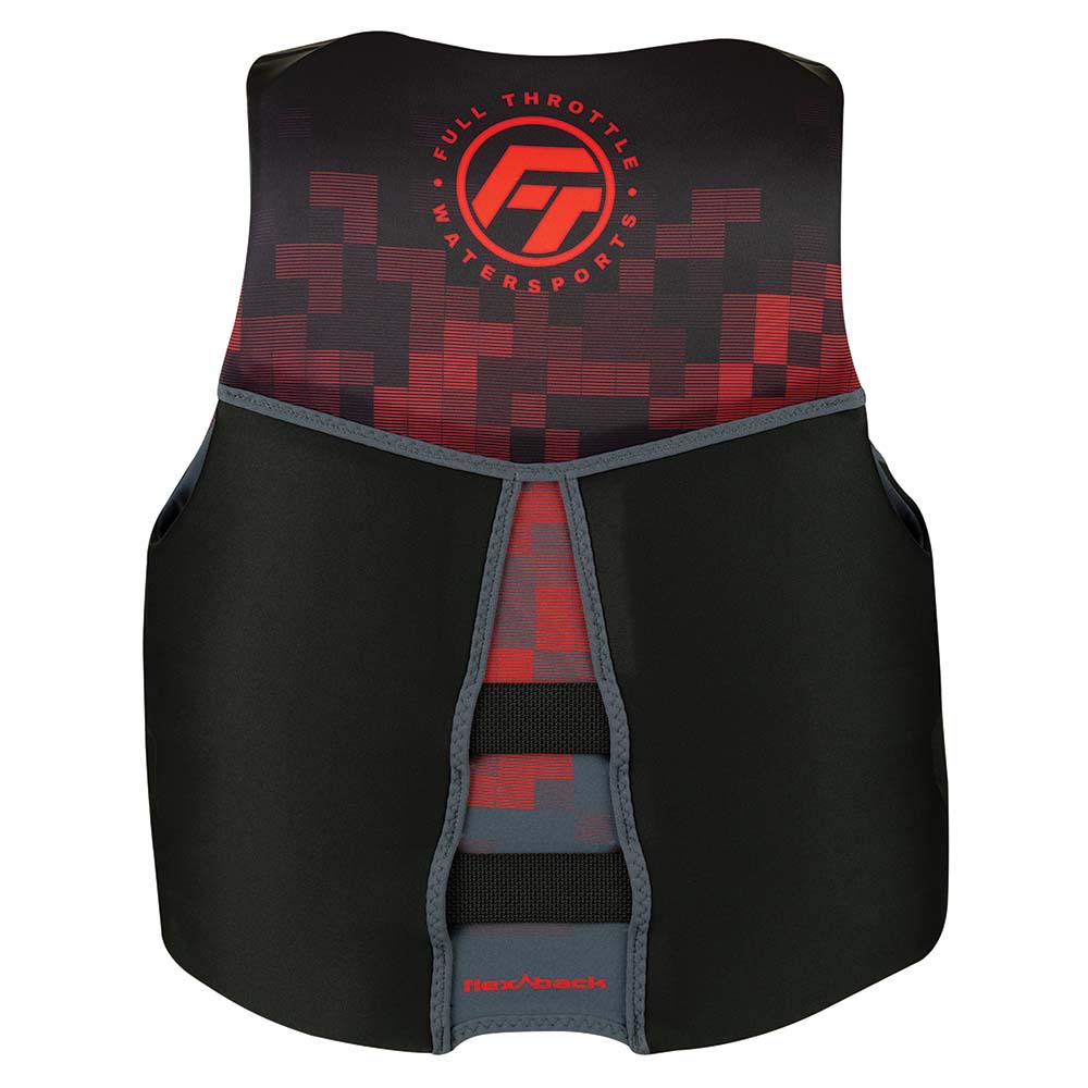 Full Throttle Mens Rapid-Dry Flex-Back Life Jacket - S - Black/Red [142500-100-020-22] - The Happy Skipper